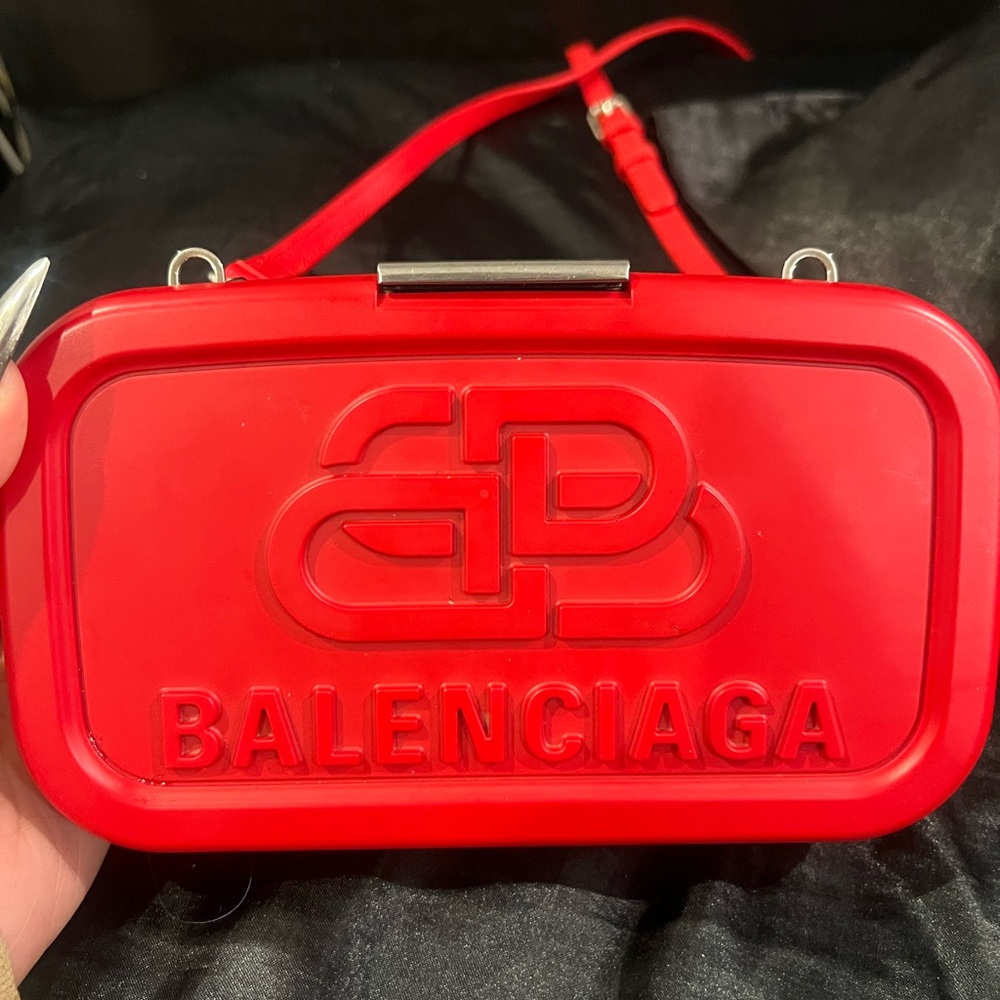 Balenciaga Red Lunchbox Crossbody Bag
